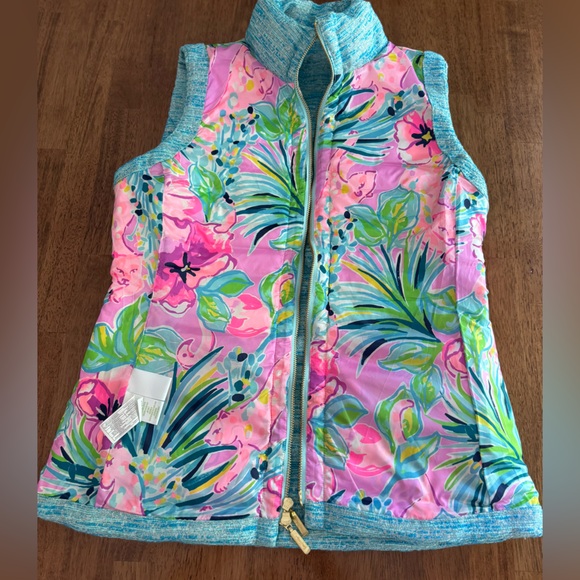 Lilly Pulitzer Noella Embellished Vest SZ M Turquoise Oasis Resort Boucle - Picture 13 of 16